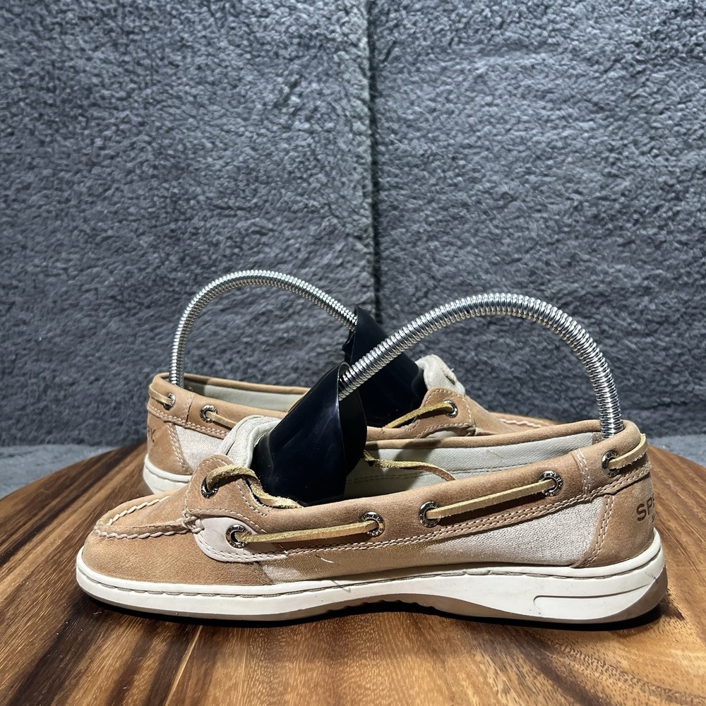 Sperry Top Sider Shoes Womens 7 Songfish Linen Oat‎ Sliver Boat Shoe Lace Up - Picture 11 of 11
